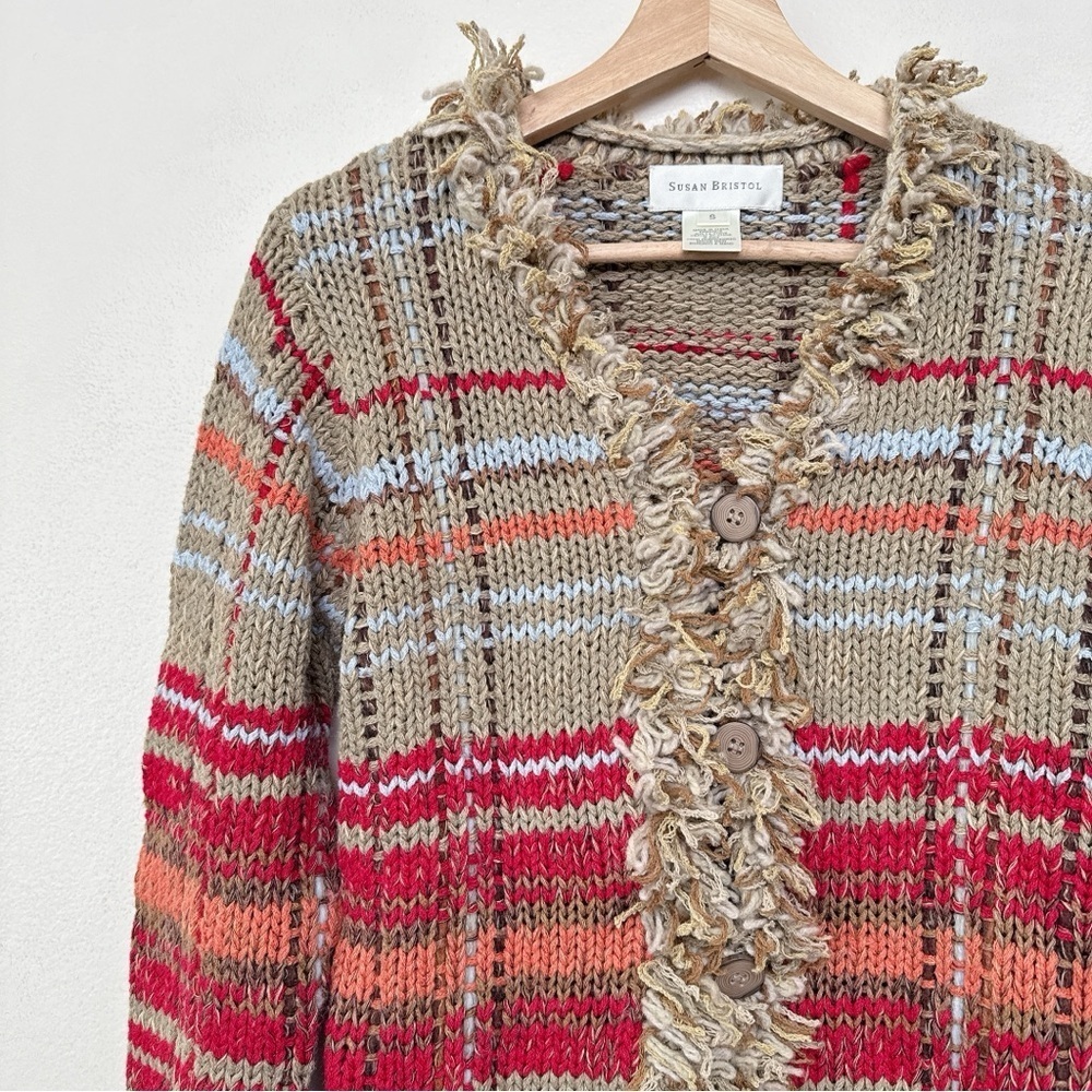 Susan Bristol Womens Small Chunky Hand Embroidered Fringe Multi Color Ca… - Picture 8 of 15